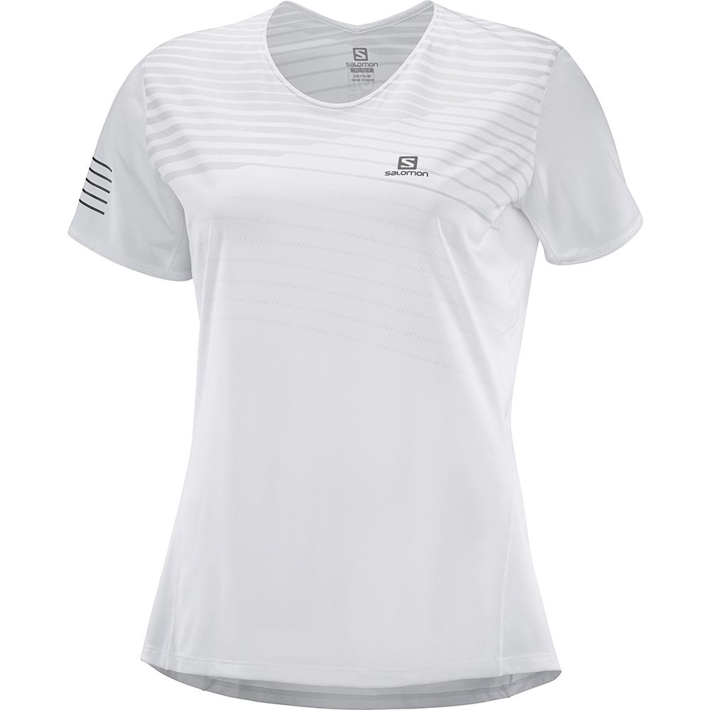 T-Shirts Salomon Femme Blanche - Salomon SENSE W - France (6480-FNMUP)